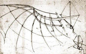 Leonardo da Vinci's bird wing with mechanical connections