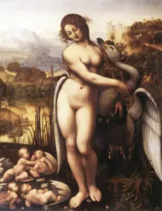 Leonardo da Vinci Paintings, leda and the swan image, leda and the swan paintings, leda and the swan rubens, 