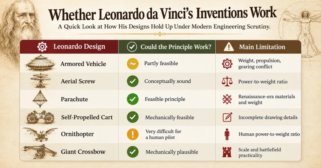 Did Leonardo da Vinci’s inventions work Did Leonardo da Vinci’s inventions work